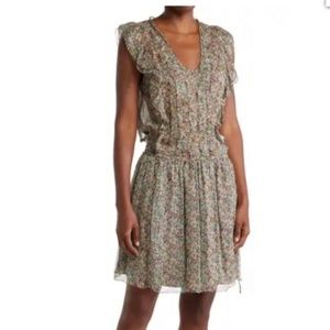 Zadig and Voltaire Rimana Dress Ruffle Cap Sleeve Silk Dress size Large